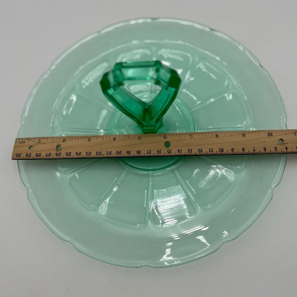 Vintage Uranium Glass Tidbit Tray - Picture 5 of 5